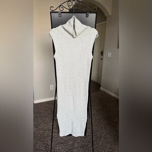 Whistles Light Gray Ribbed Knit Dress